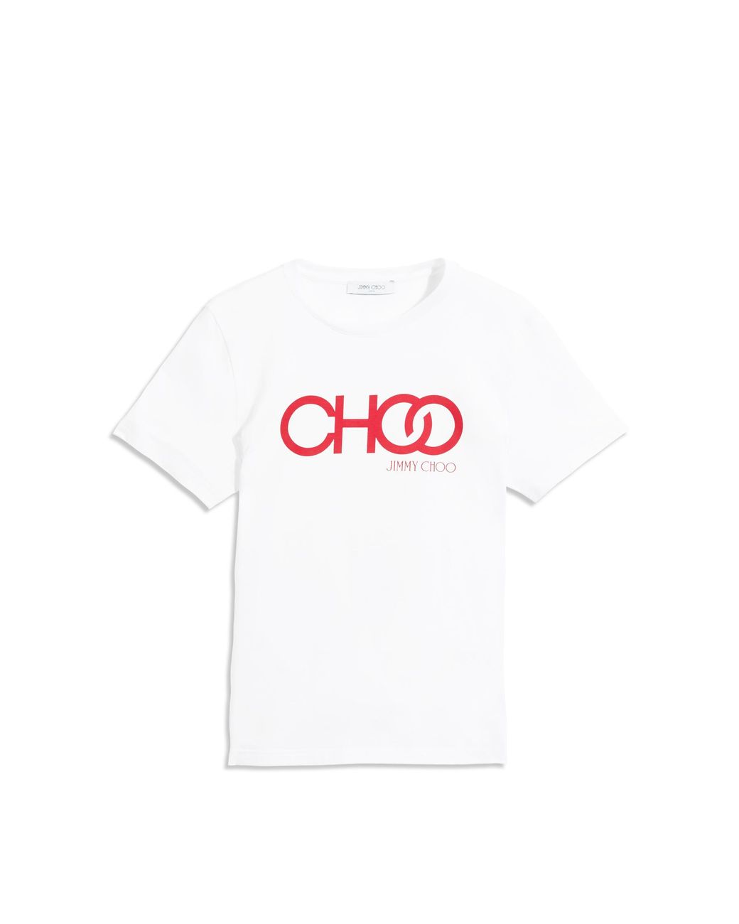 Jimmy Choo Women's Choo T White Cotton T-shirt With Red Embossed Logo Print