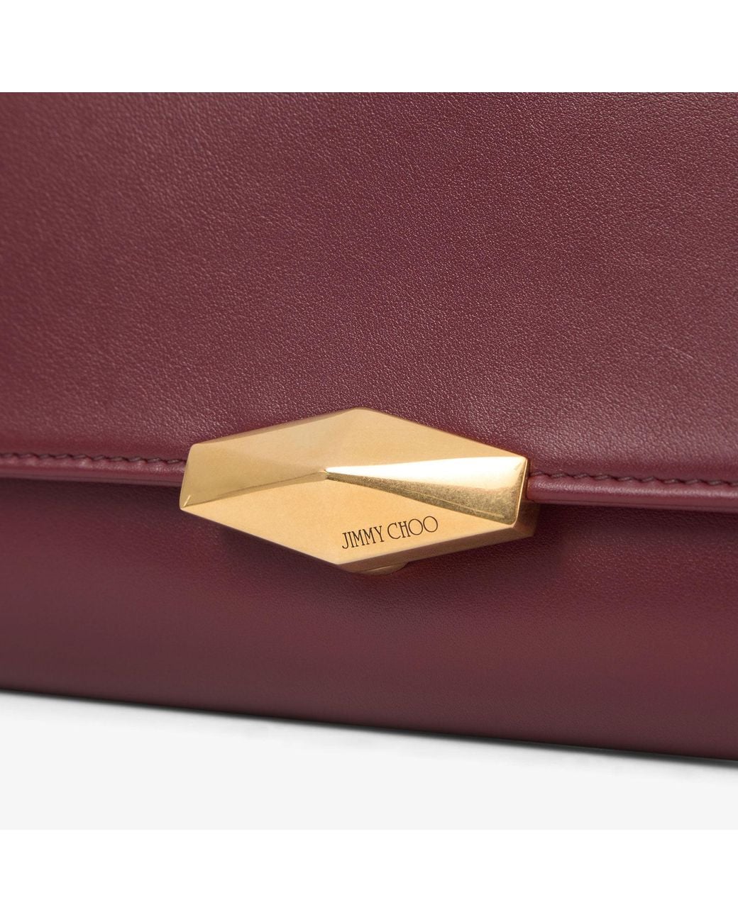 Jimmy Choo Red Cinch Clutch With Chain Small