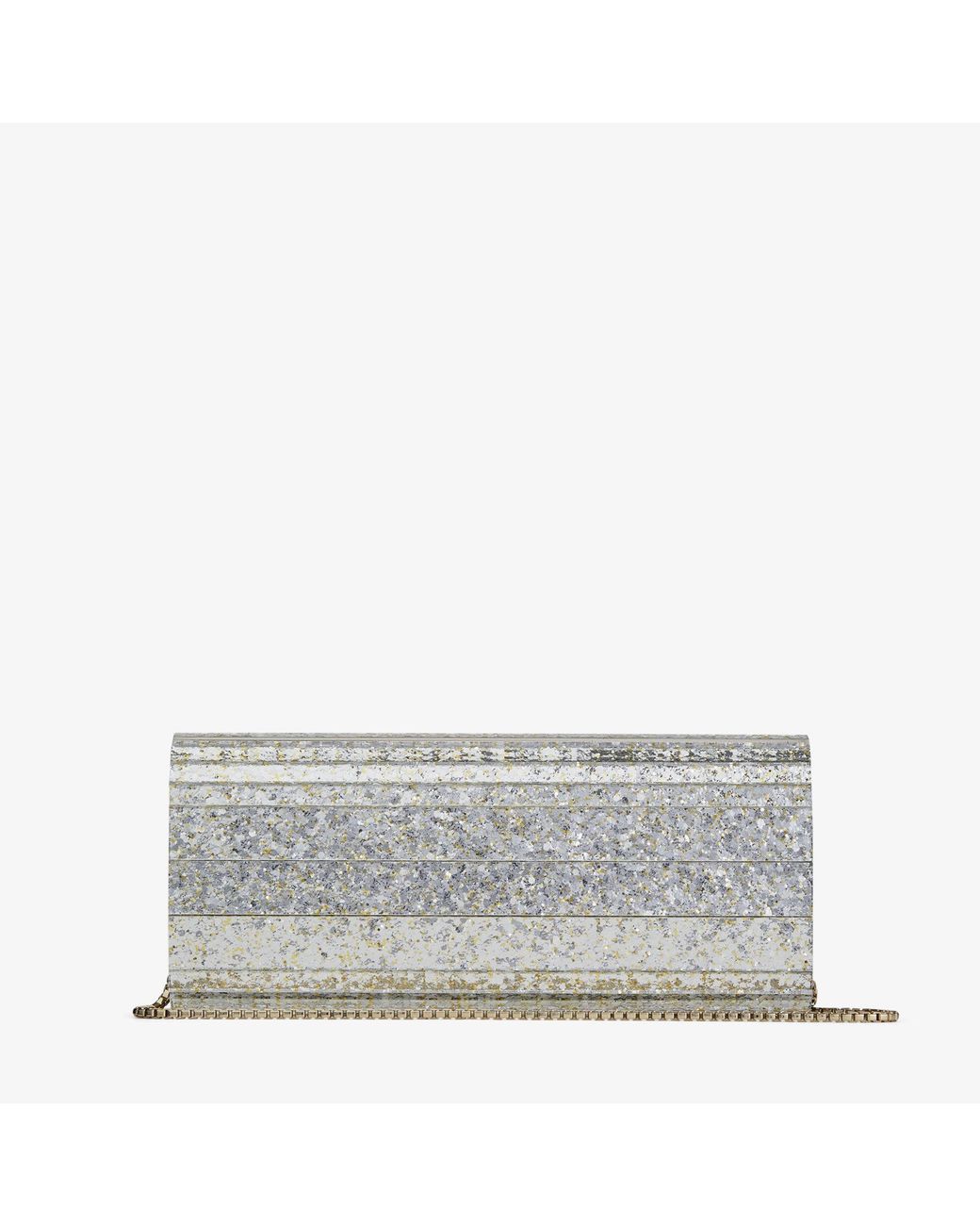 Jimmy Choo Metallic Champagne Coarse Glitter Acrylic Clutch Bag
