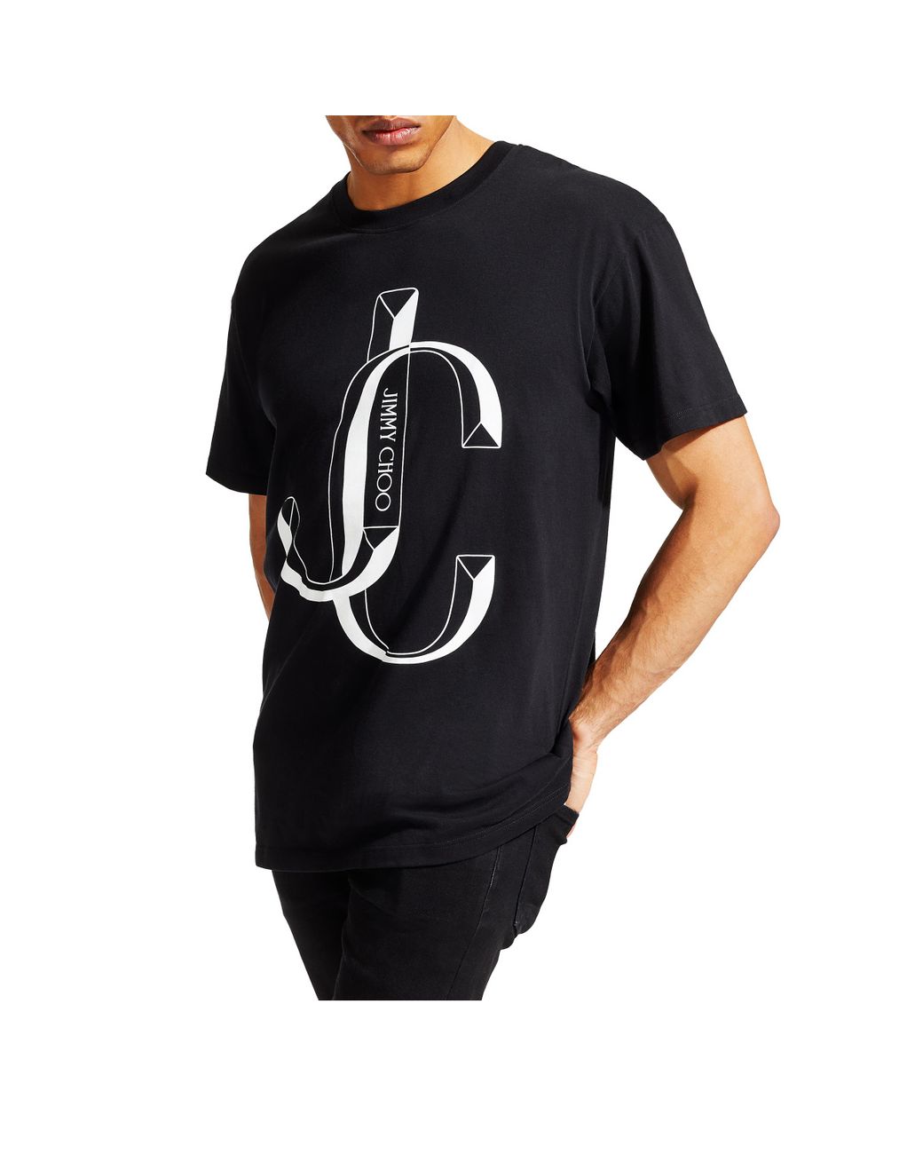 Jimmy Choo◆しっかりコットン JC ロゴ リラックスTシャツ BLACK Jimmy Choo◇しっかりコットン JC ロゴ リラックスTシャツ BLACK