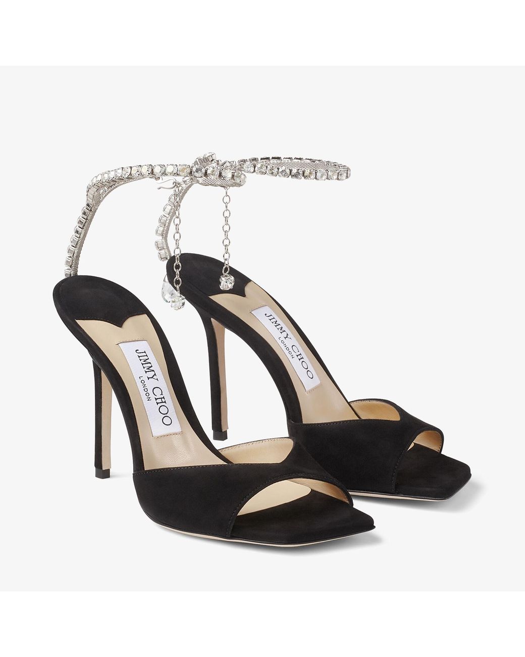 Jimmy Choo Black Saeda 100 Suede Sandal