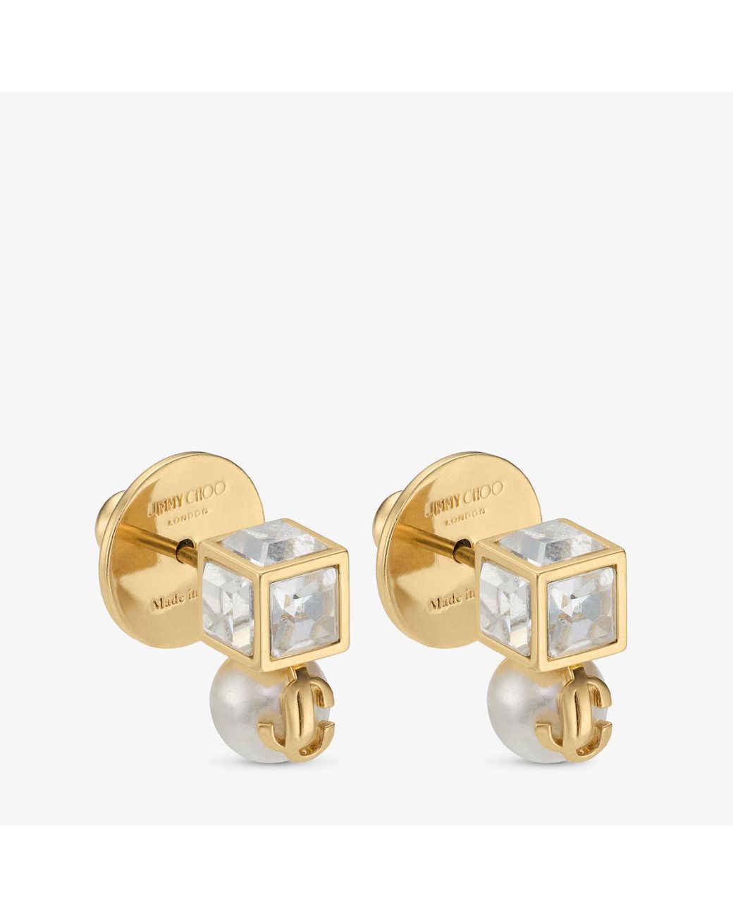 Jimmy Choo Metallic Jc Pearl Cube Studs