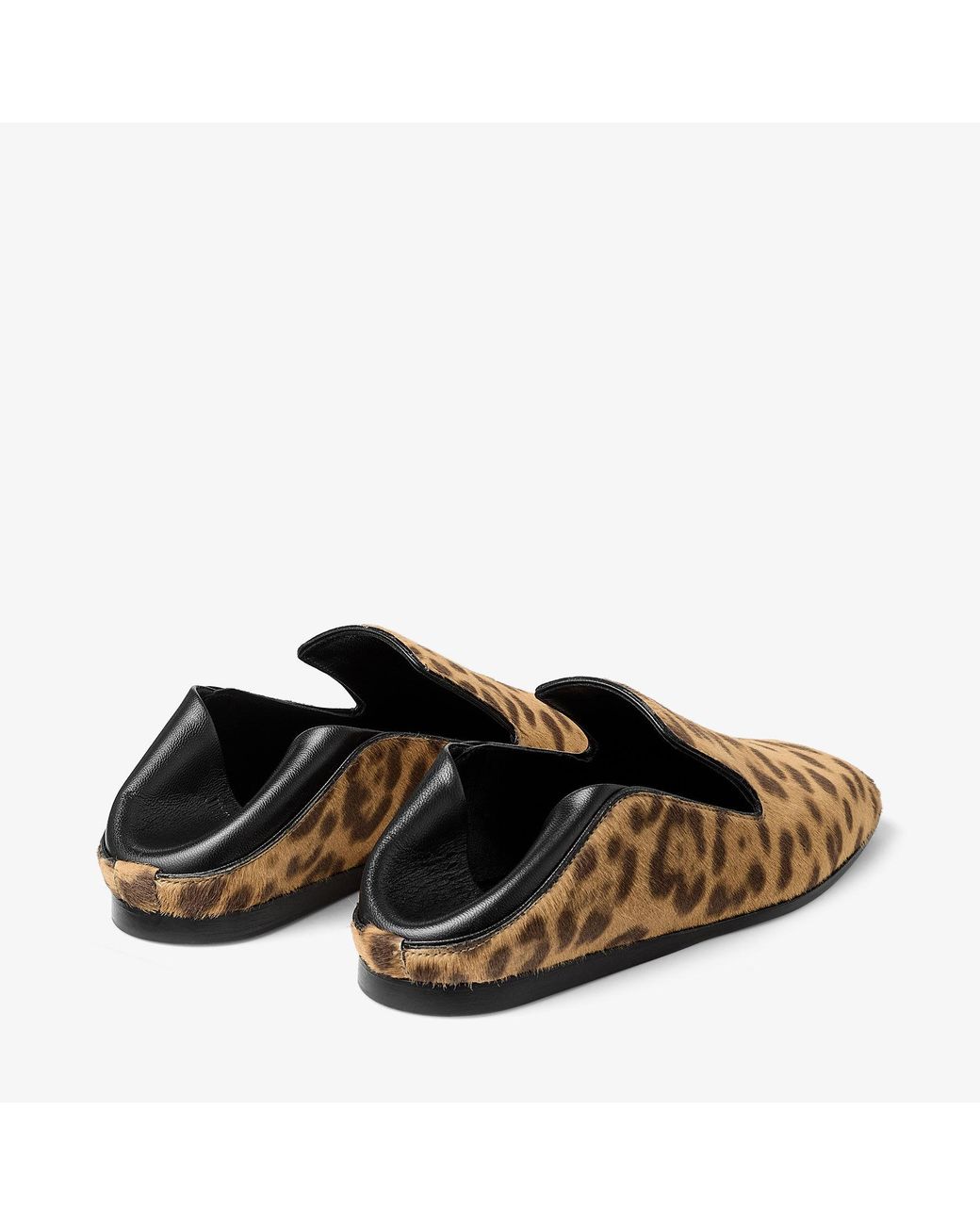 Jimmy Choo Brown Eliot Calf Leather Leopard Print Slippers