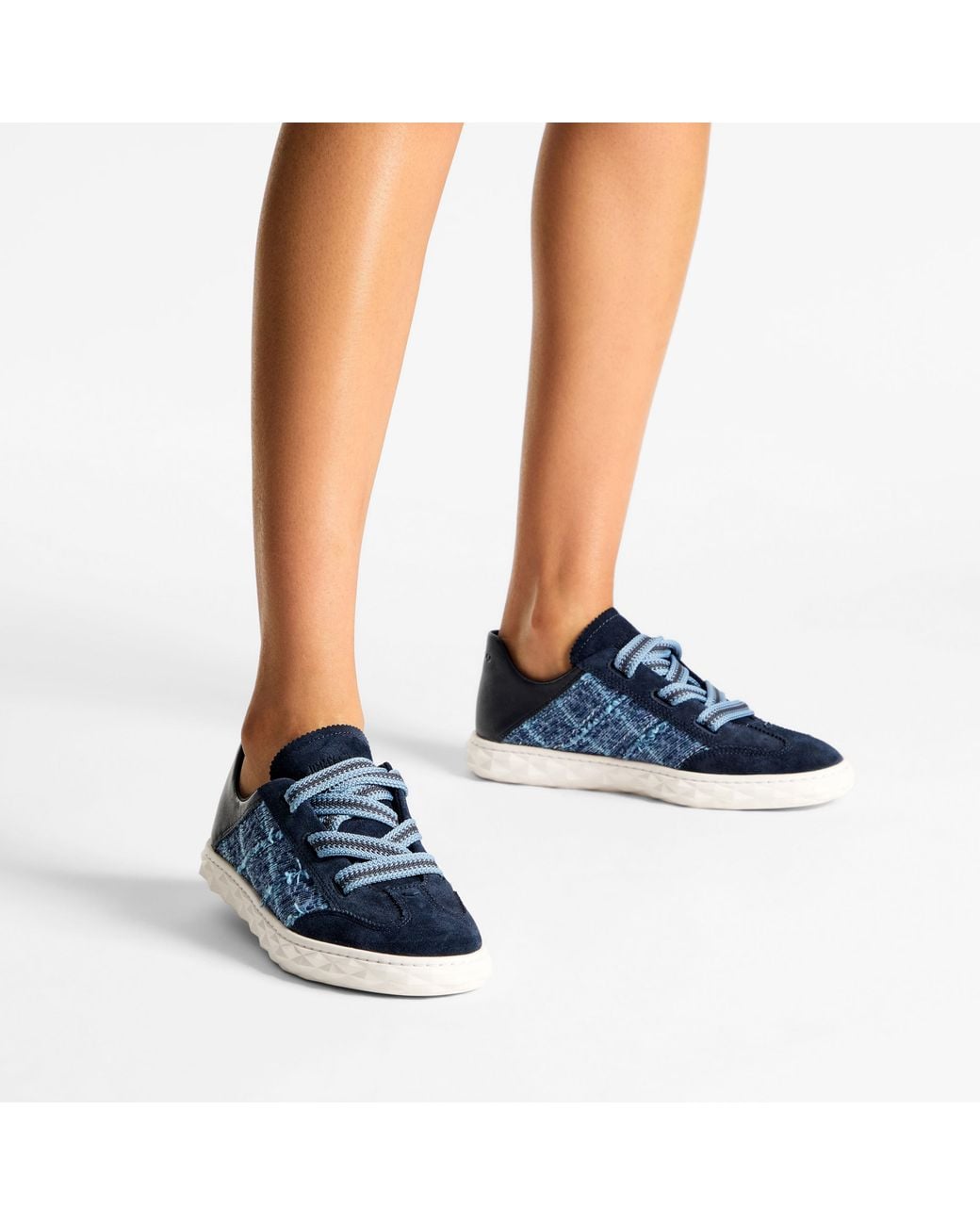 Jimmy Choo Blue Diamond Light Flex Suede-Leather Sneakers