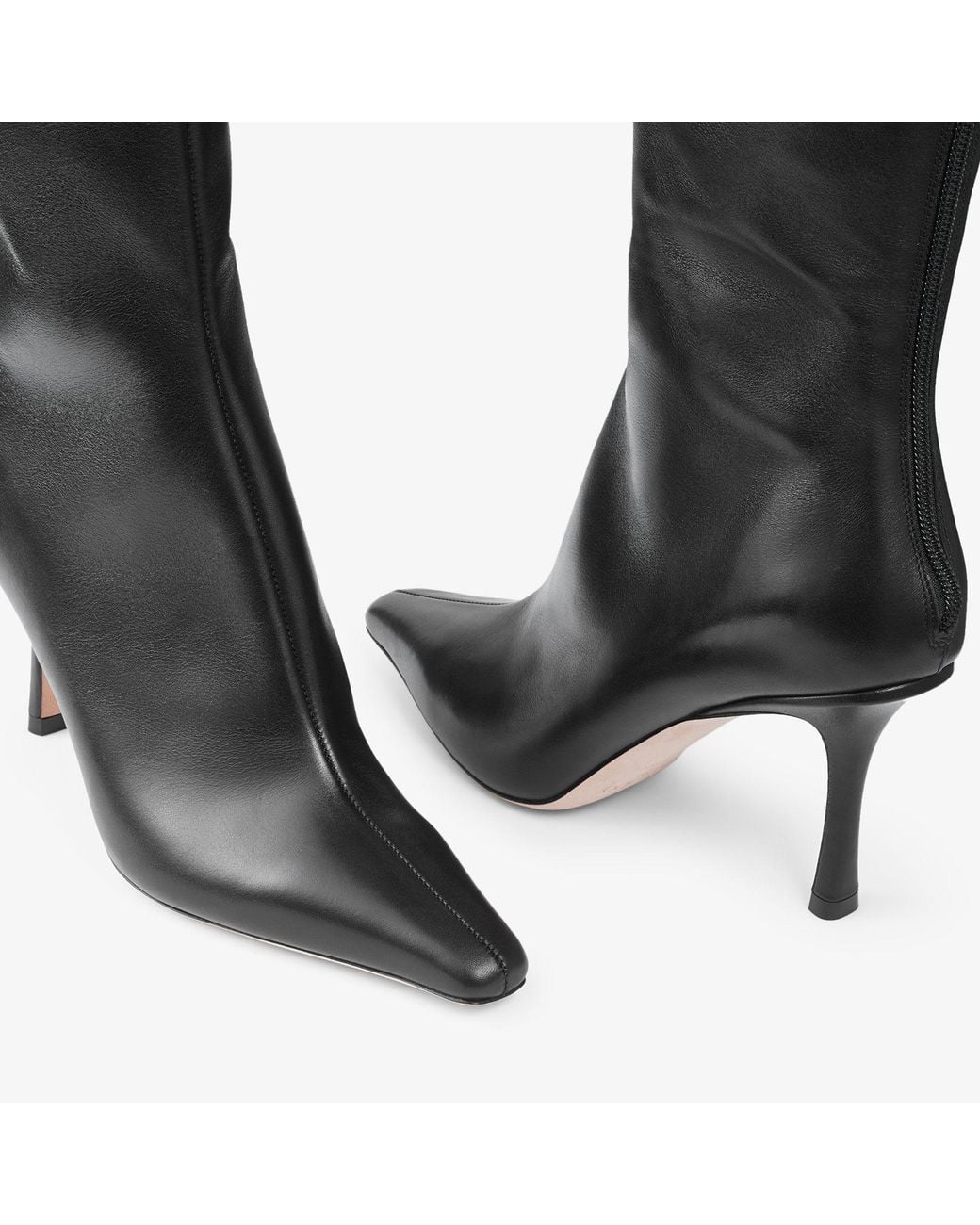 Jimmy Choo Black Agathe 85 Point-toe Knee-high Leather Boots