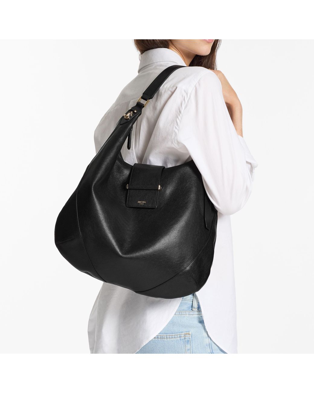 Jimmy Choo Black Bar Hobo Medium