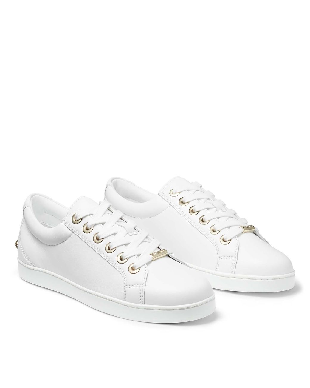 Jimmy Choo Cash/f White Nappa Leather Low Top Trainers White ...