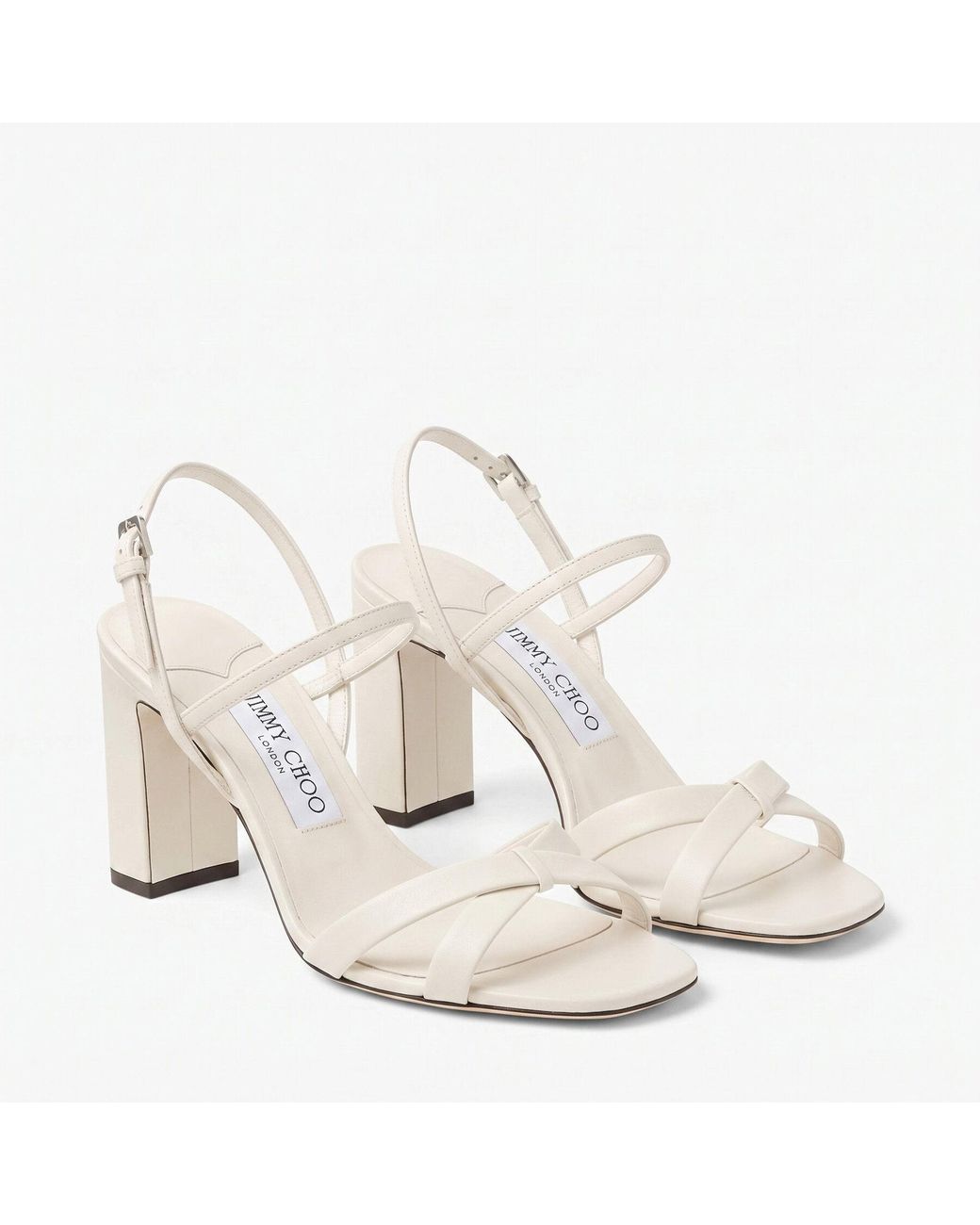 Jimmy Choo White Elsy Block Heel 85