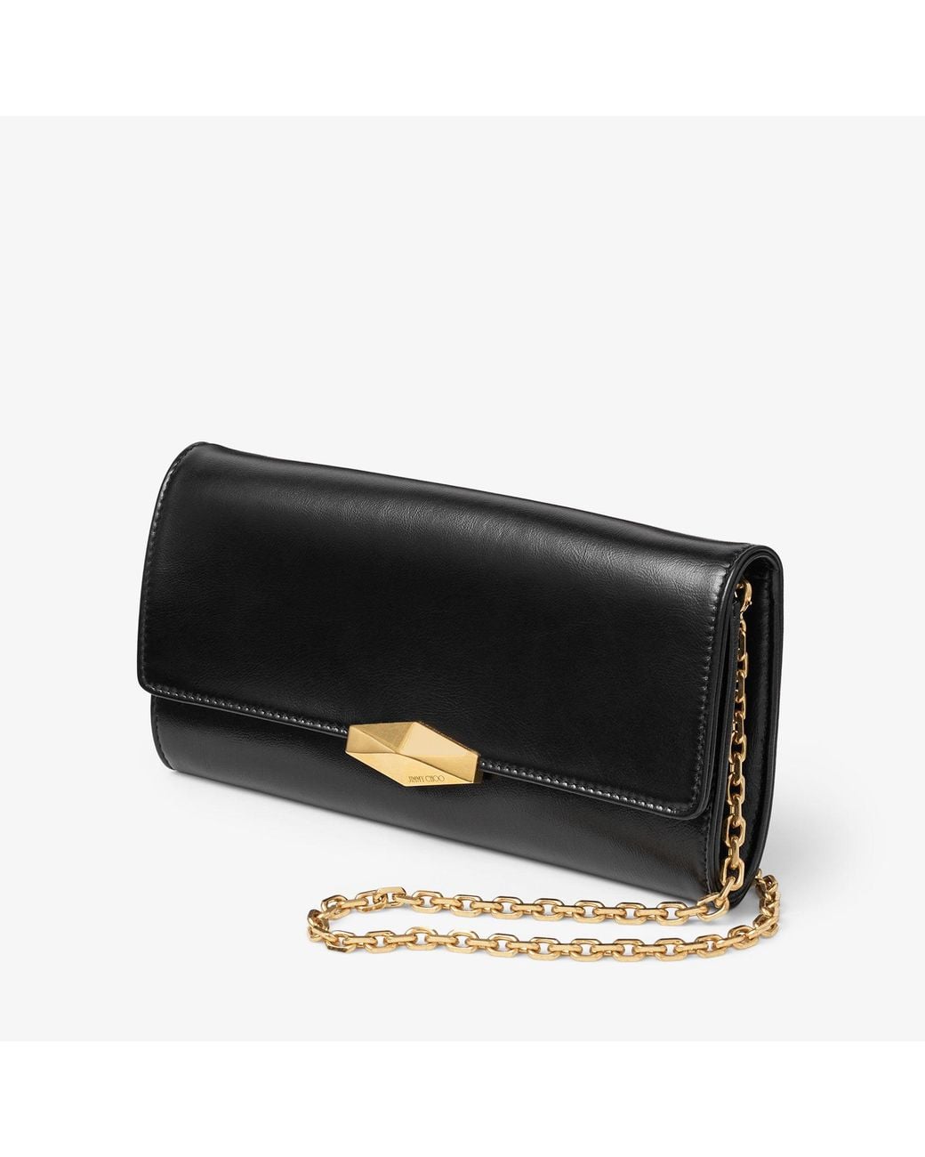 Jimmy Choo Black Cinch Clutch With Chain Small