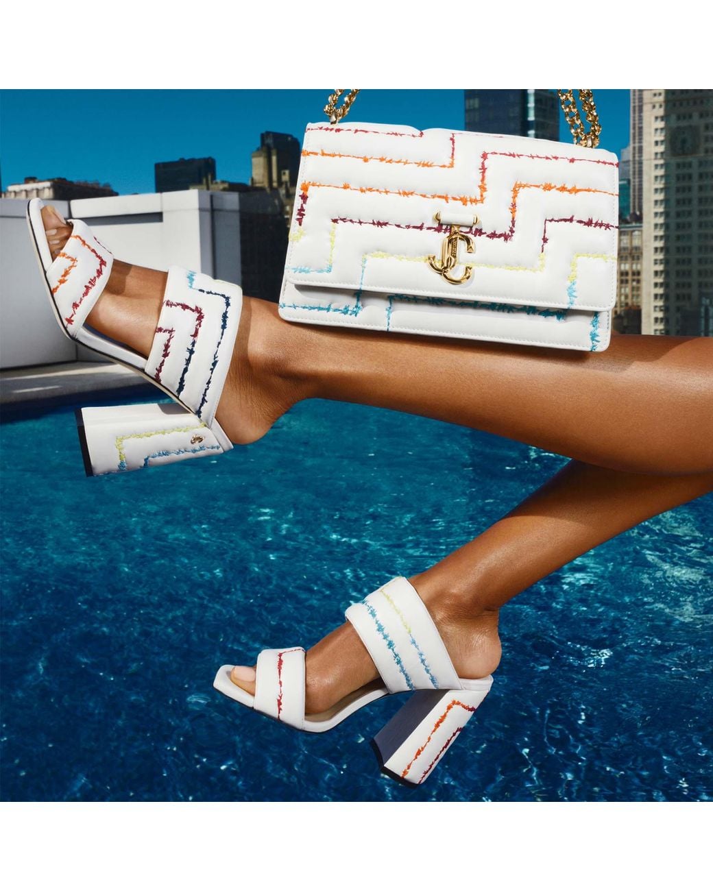 Jimmy Choo Themis Sandal 100 in White | Lyst