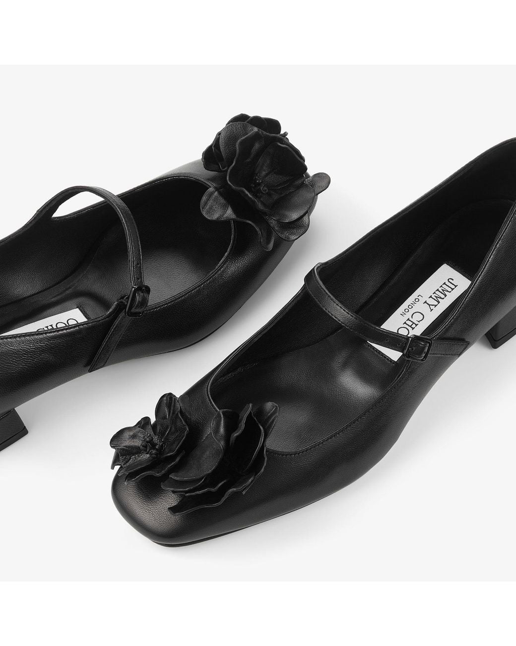 36　JIMMY CHOO ROSA　ジミーチュウ　メリージェーン　黒　23年冬 Jimmy Choo Rosa/Flowers Flat in Black | Lyst