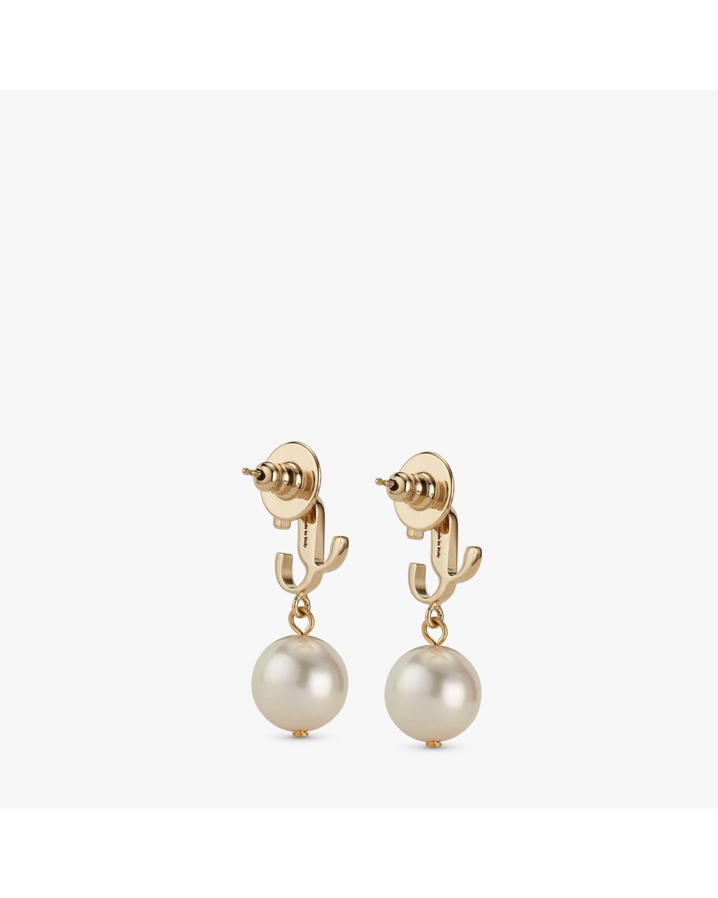 Jimmy Choo Metallic Jc Logo-Embellished-Toned Brass And Pearl Earrings
