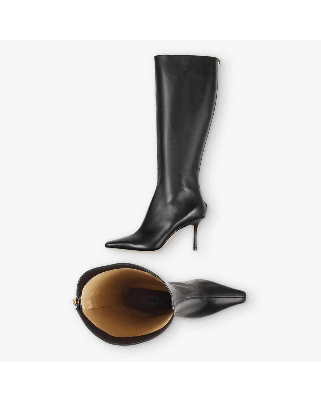 Jimmy Choo Black Agathe 85 Point-toe Knee-high Leather Boots