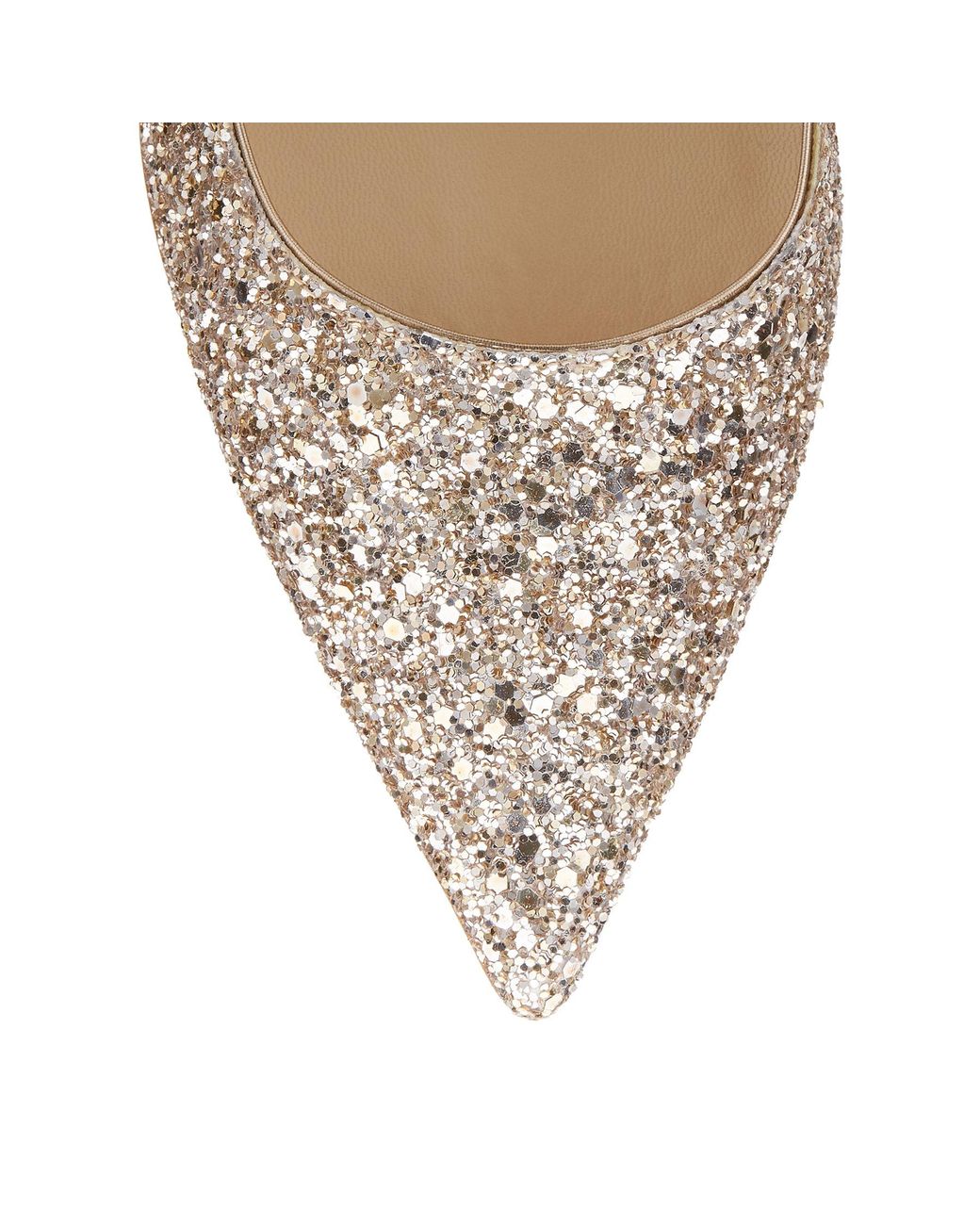 Jimmy Choo Aza Nude Shadow Coarse Glitter Fabric Pointy Toe Pumps