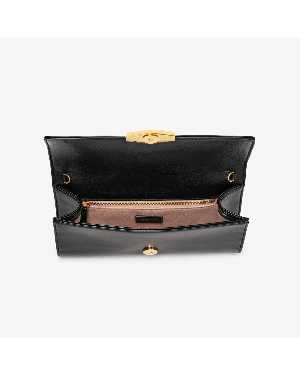 Jimmy Choo Black Cinch Clutch With Chain Small