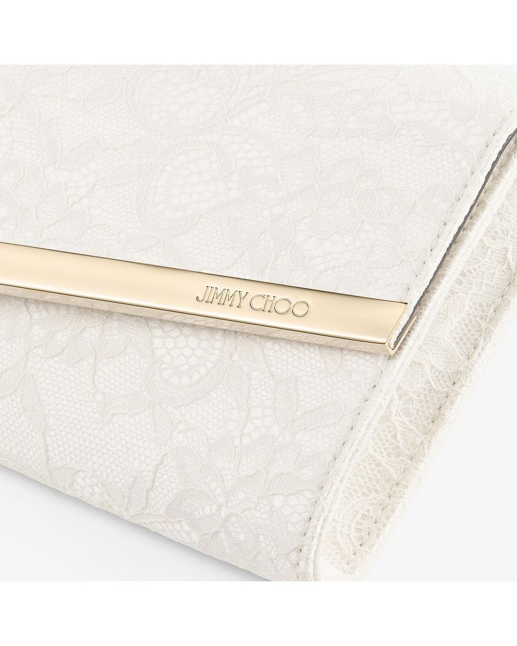 Jimmy Choo White Emmie Lace Clutch Bag