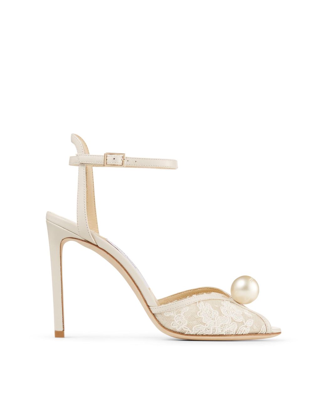 Jimmy Choo Sacora 100 Ivory Floral Lace Sandals With Pearl Detail ...
