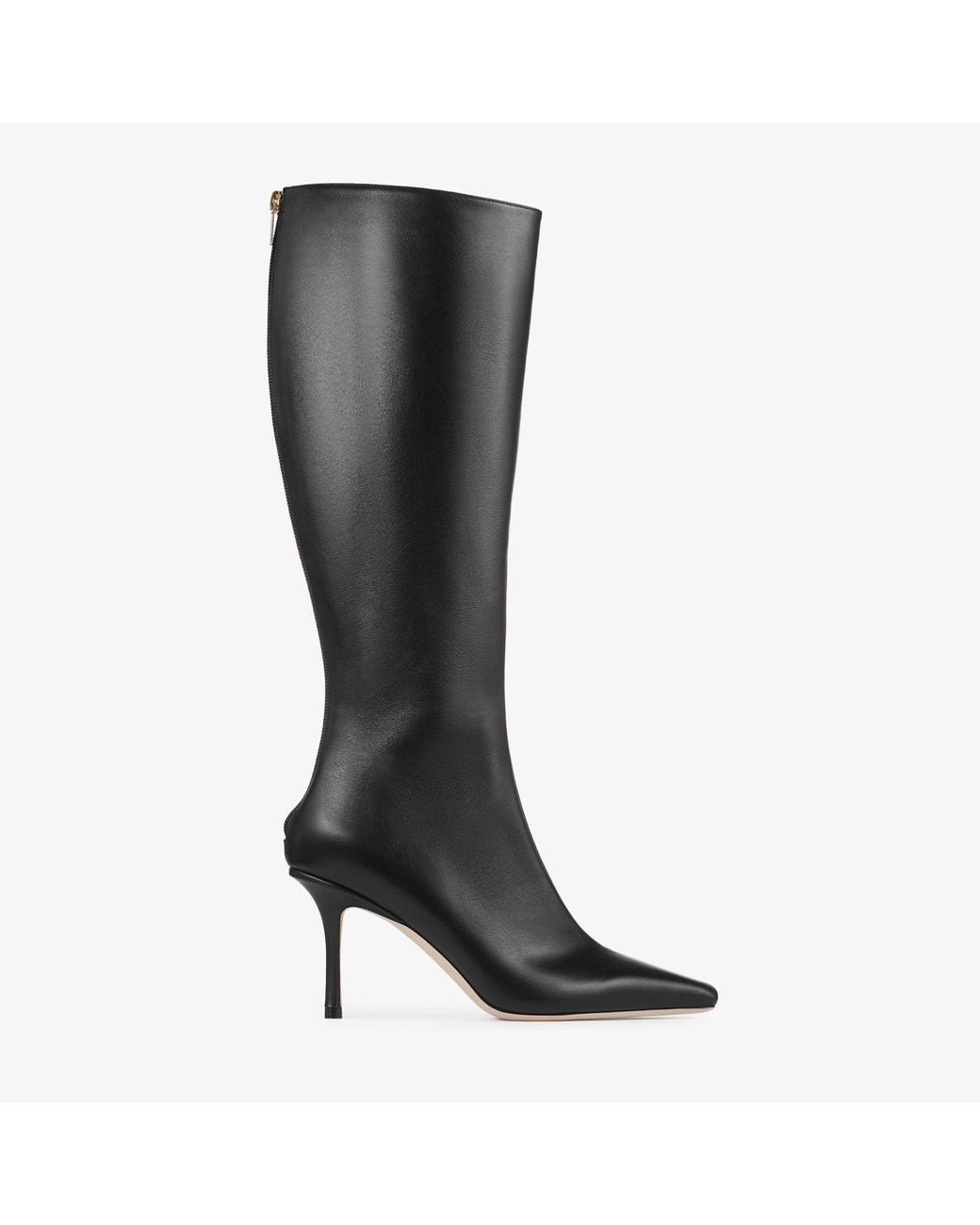 Jimmy Choo Black Agathe 85 Point-toe Knee-high Leather Boots
