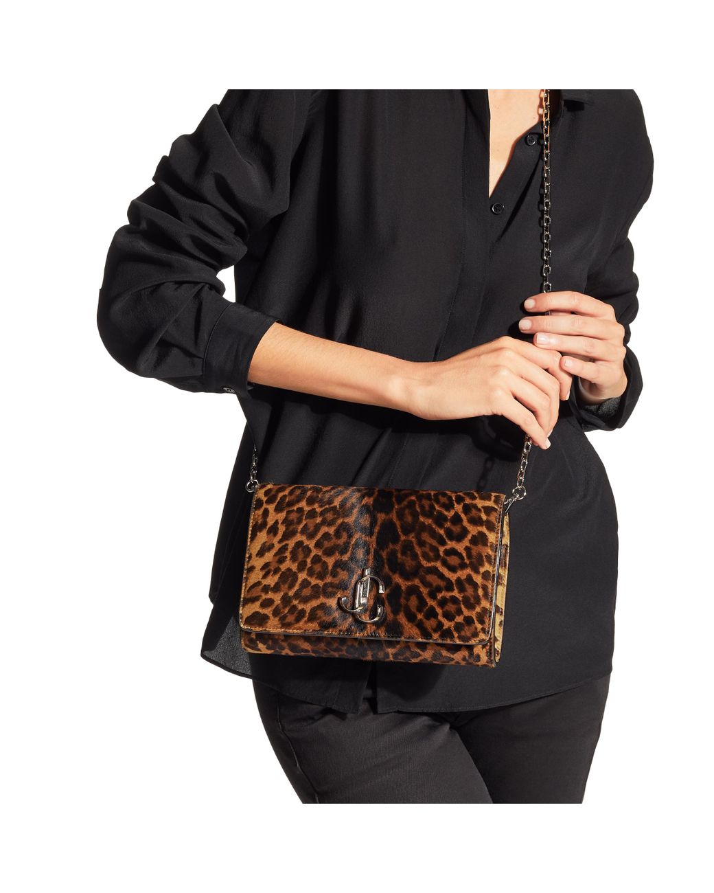 Jimmy Choo Varenne Clutch Natural Degrade Leopard Print Pony Clutch Bag With Jc Logo Natural silver One Size in Brown Lyst