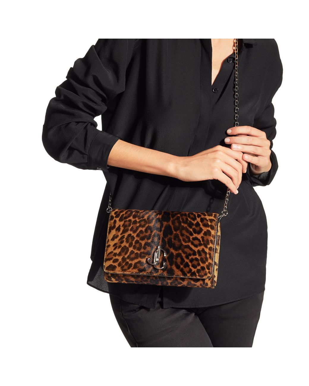 Jimmy Choo Varenne Clutch Natural Degrade Leopard Print Pony