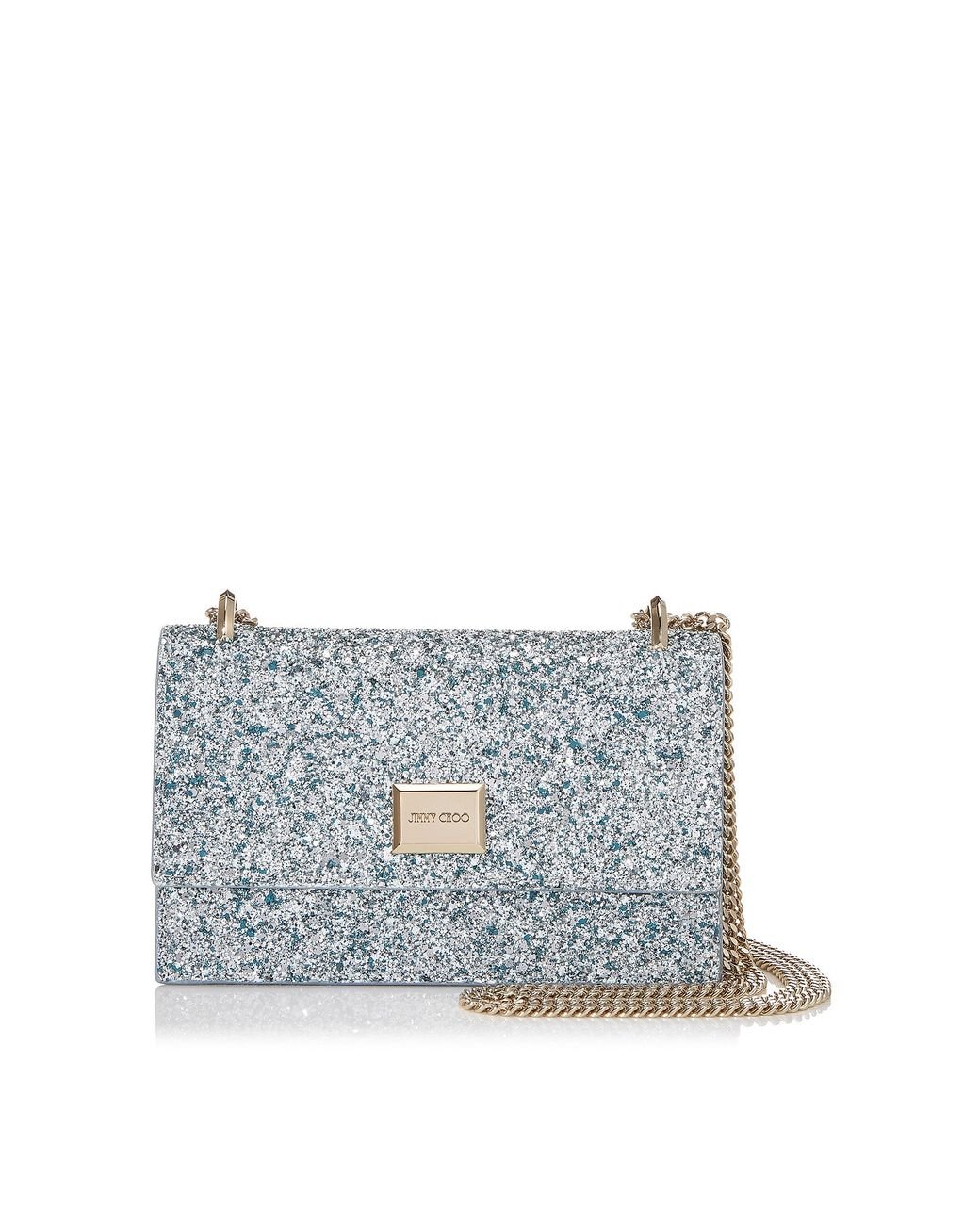 Jimmy Choo Leather Leni Glitter Shoulder Bag in Blue Lyst