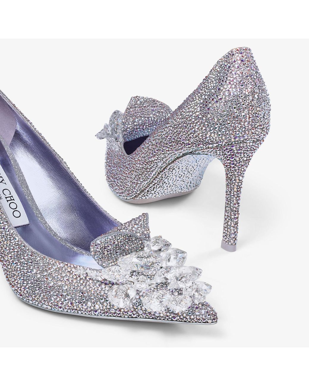 Jimmy Choo Crystal Slipper 85 in Metallic Lyst