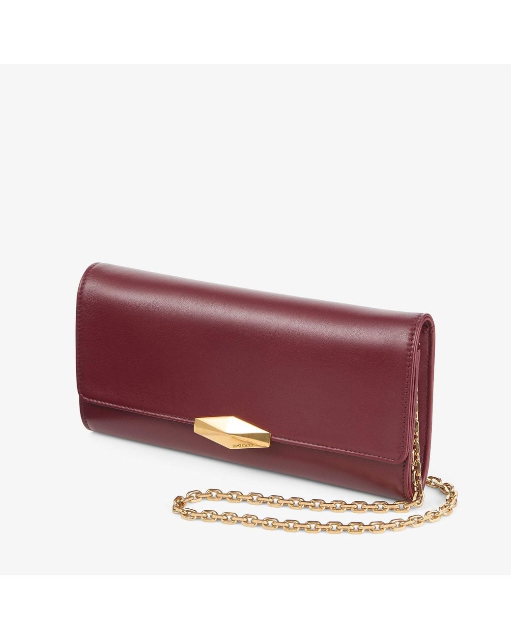 Jimmy Choo Red Cinch Clutch With Chain Small