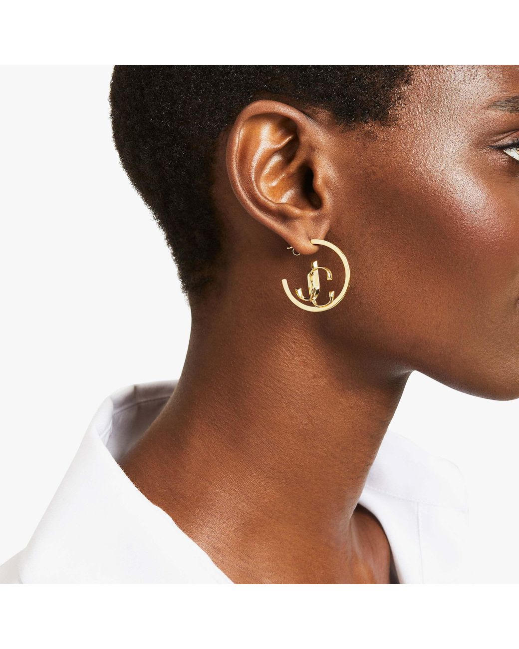 Jimmy Choo Metallic Jc Monogram Hoops