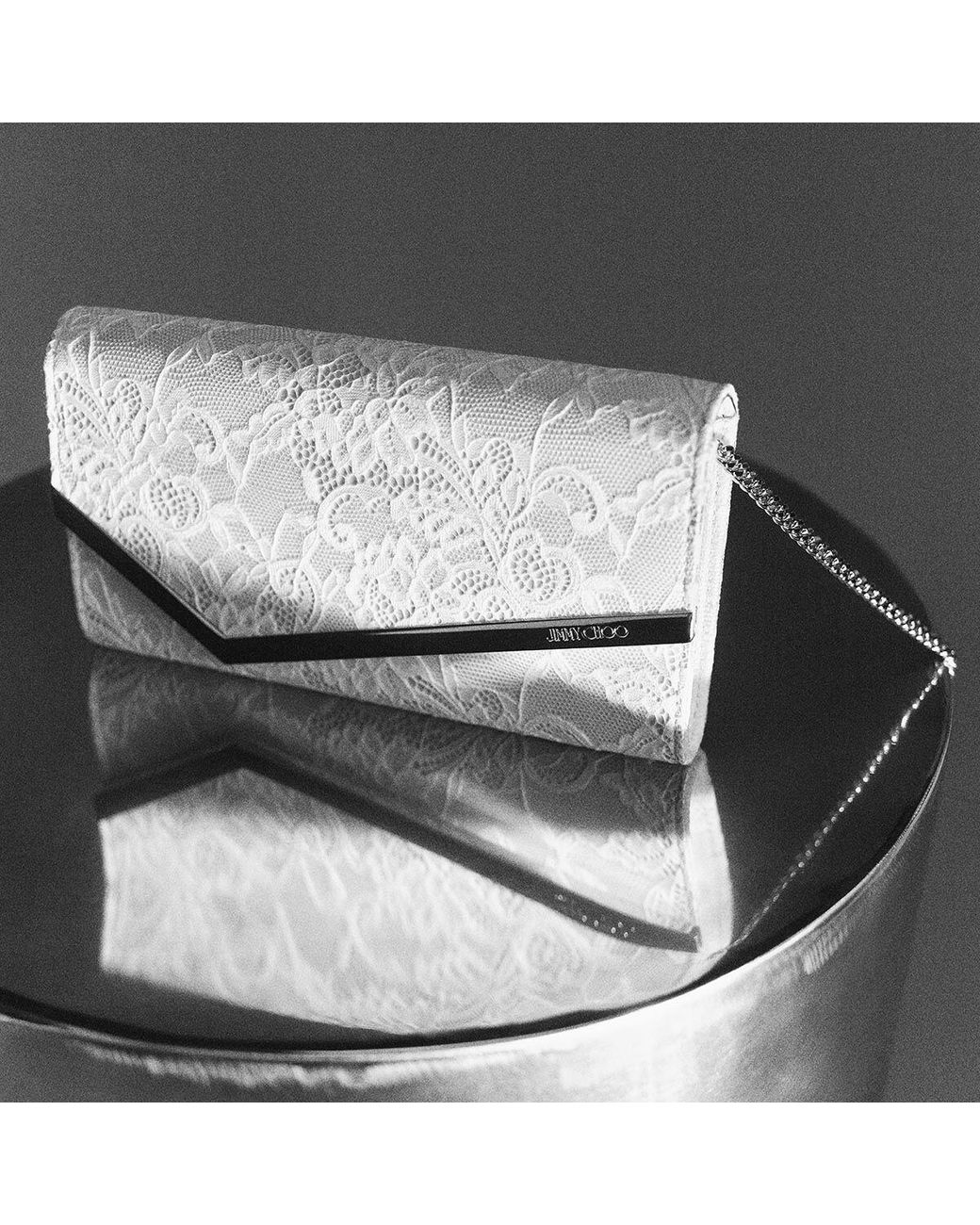 Jimmy Choo White Emmie Lace Clutch Bag