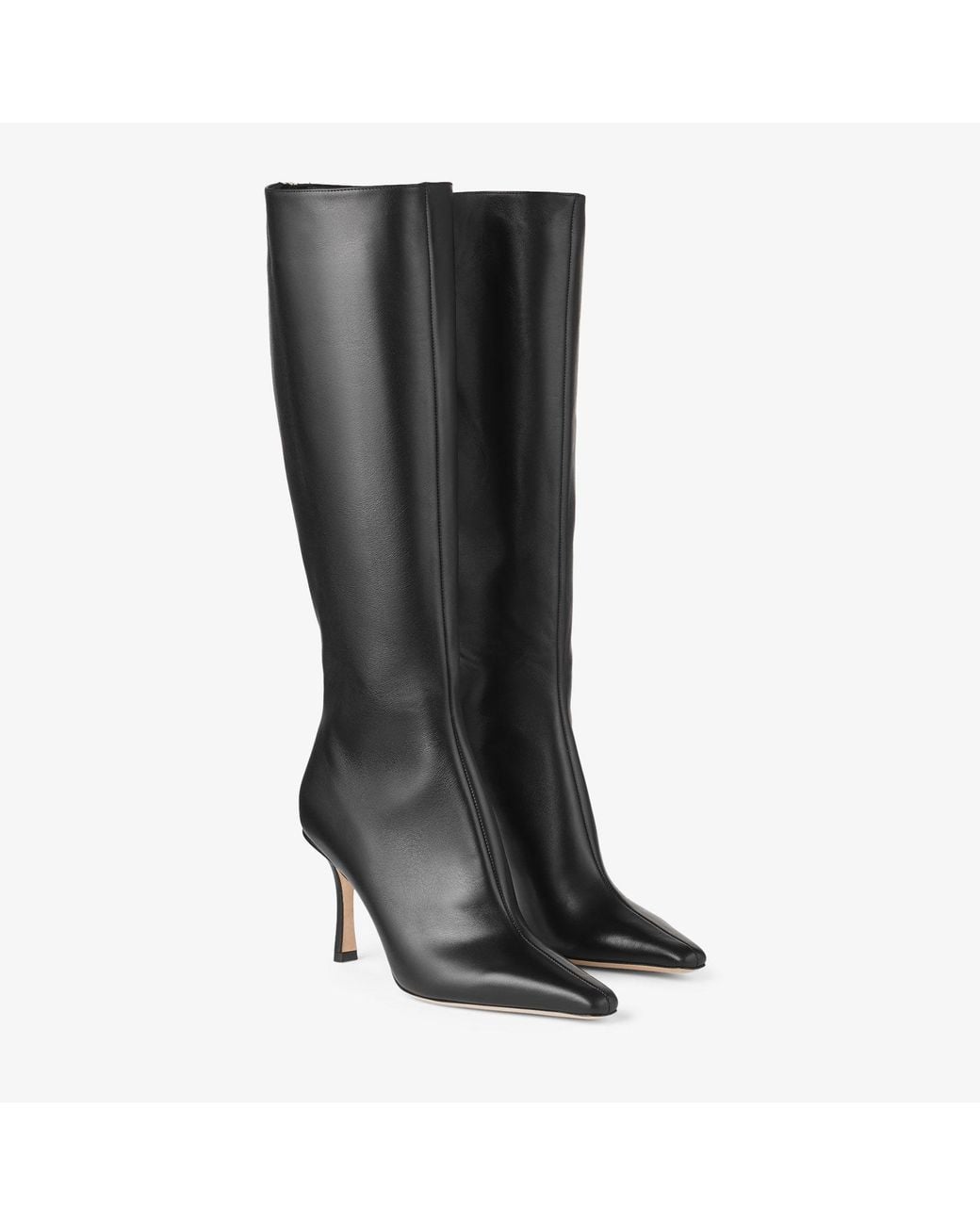 Jimmy Choo Black Agathe 85 Point-toe Knee-high Leather Boots