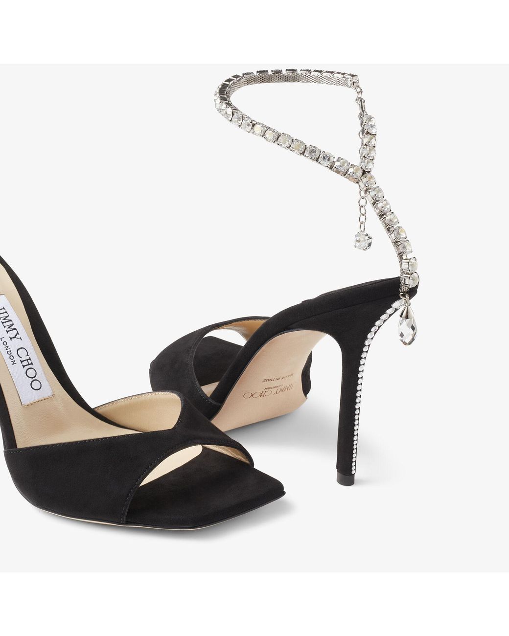 Jimmy Choo Black Saeda 100 Suede Sandal