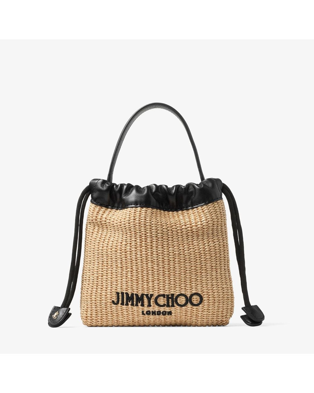 Jimmy Choo Brown Drawstring Pouch Top Handle