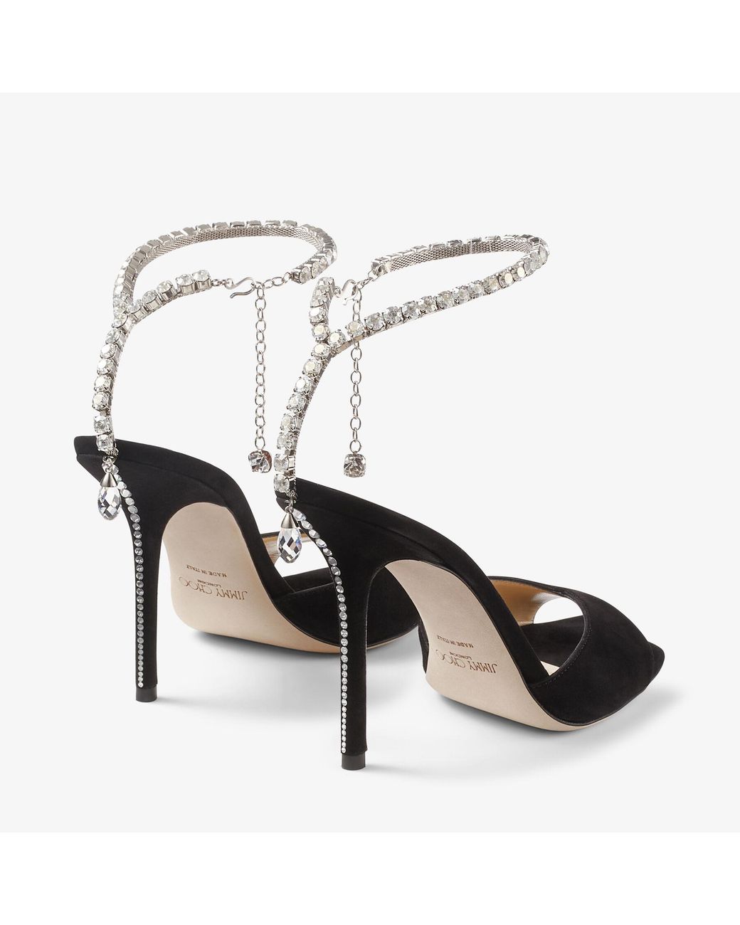 Jimmy Choo Black Saeda 100 Suede Sandal