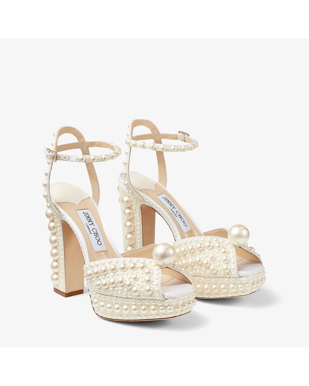 Jimmy Choo White Sacaria Platform 120