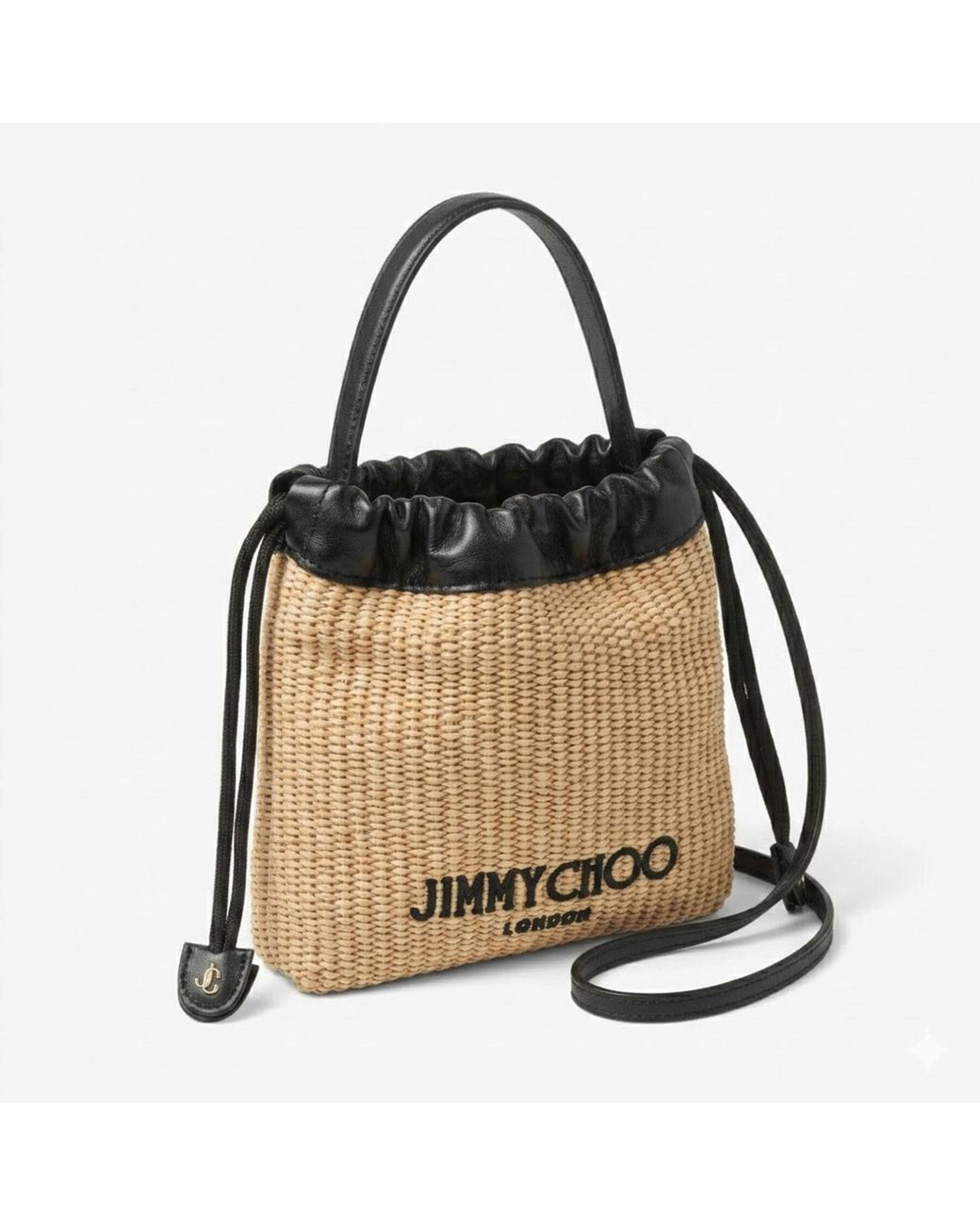 Jimmy Choo Brown Drawstring Pouch Top Handle