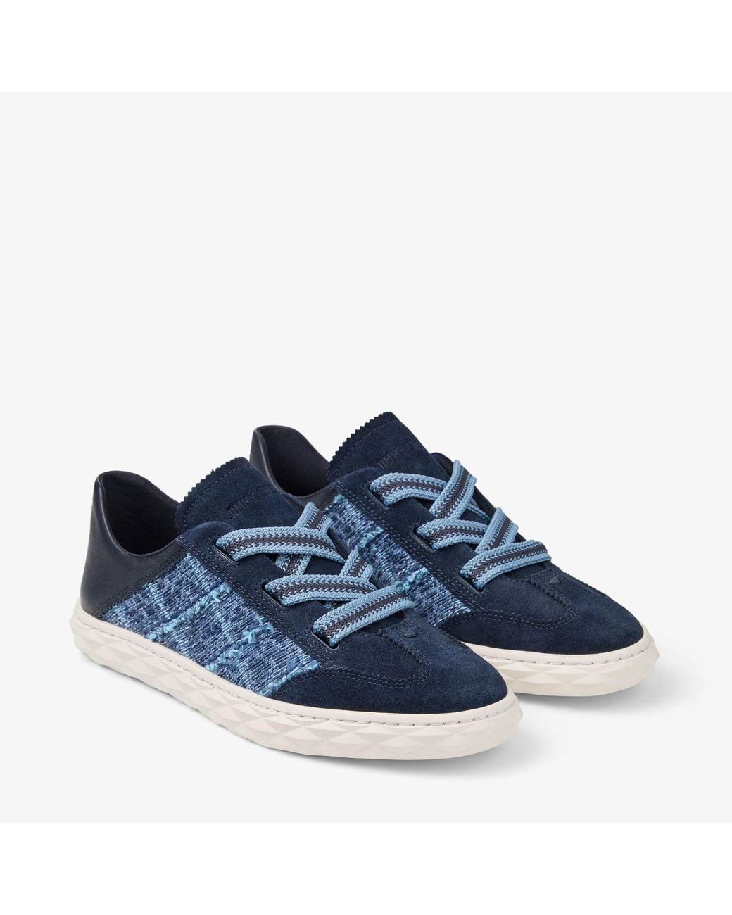 Jimmy Choo Blue Diamond Light Flex Suede-Leather Sneakers