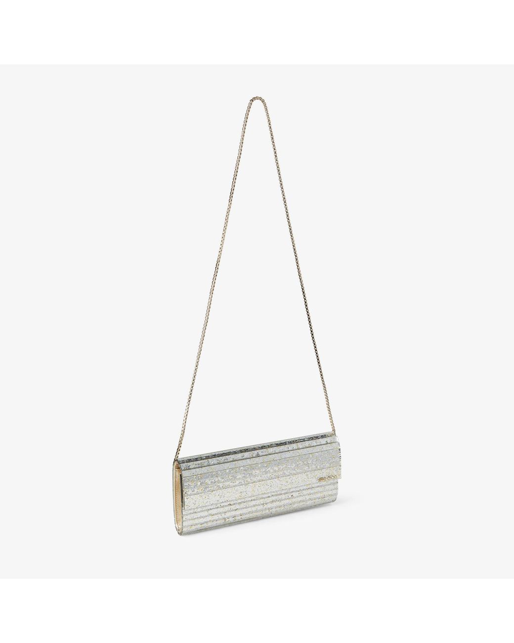 Jimmy Choo Metallic Champagne Coarse Glitter Acrylic Clutch Bag