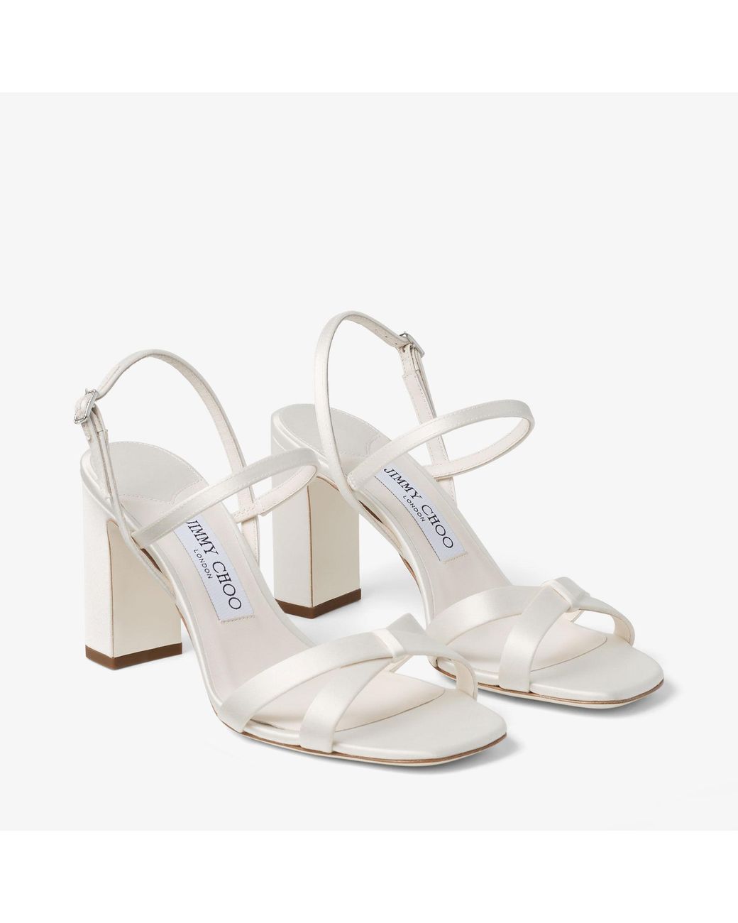 Jimmy Choo White Elsy Block Heel 85