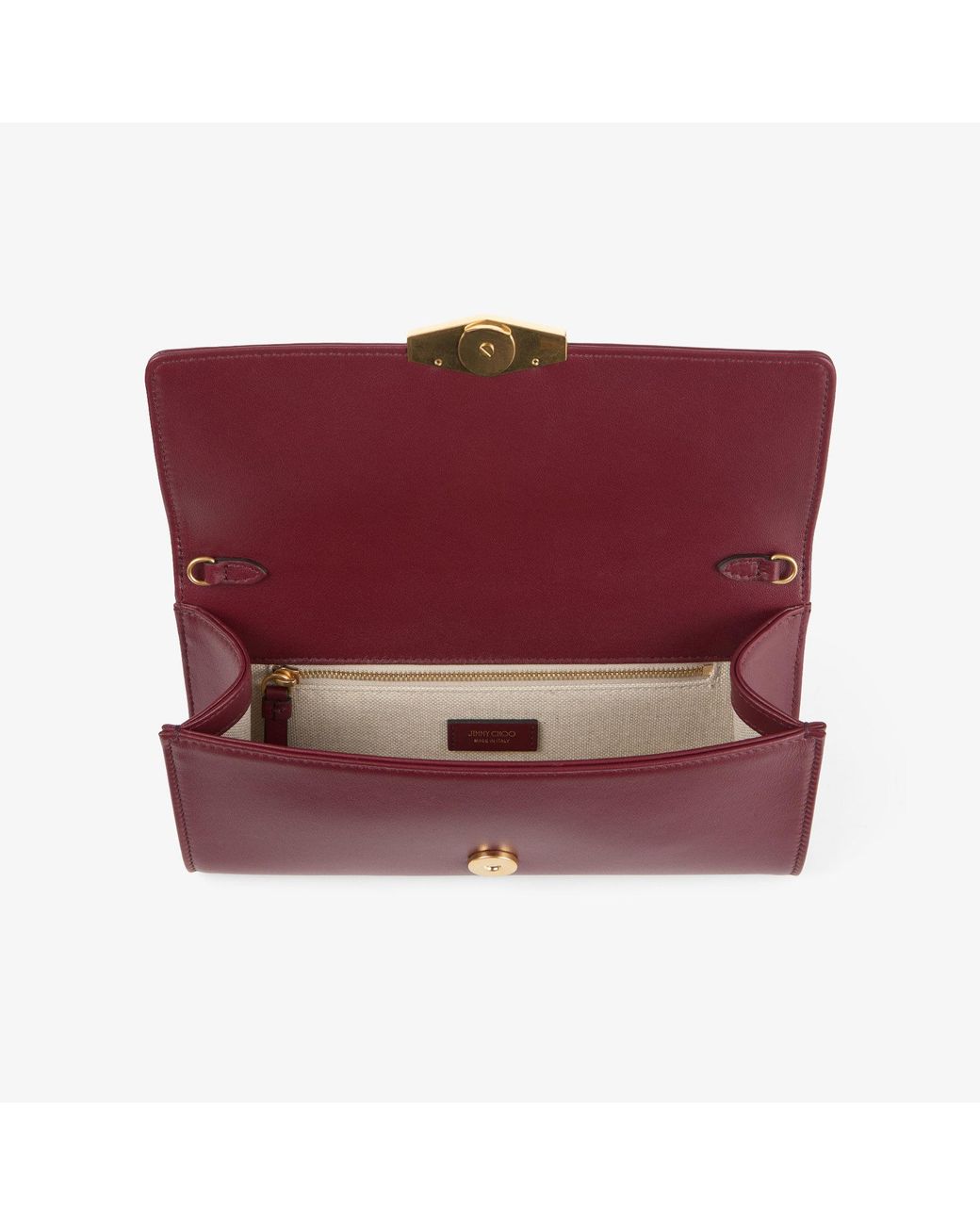Jimmy Choo Red Cinch Clutch With Chain Small