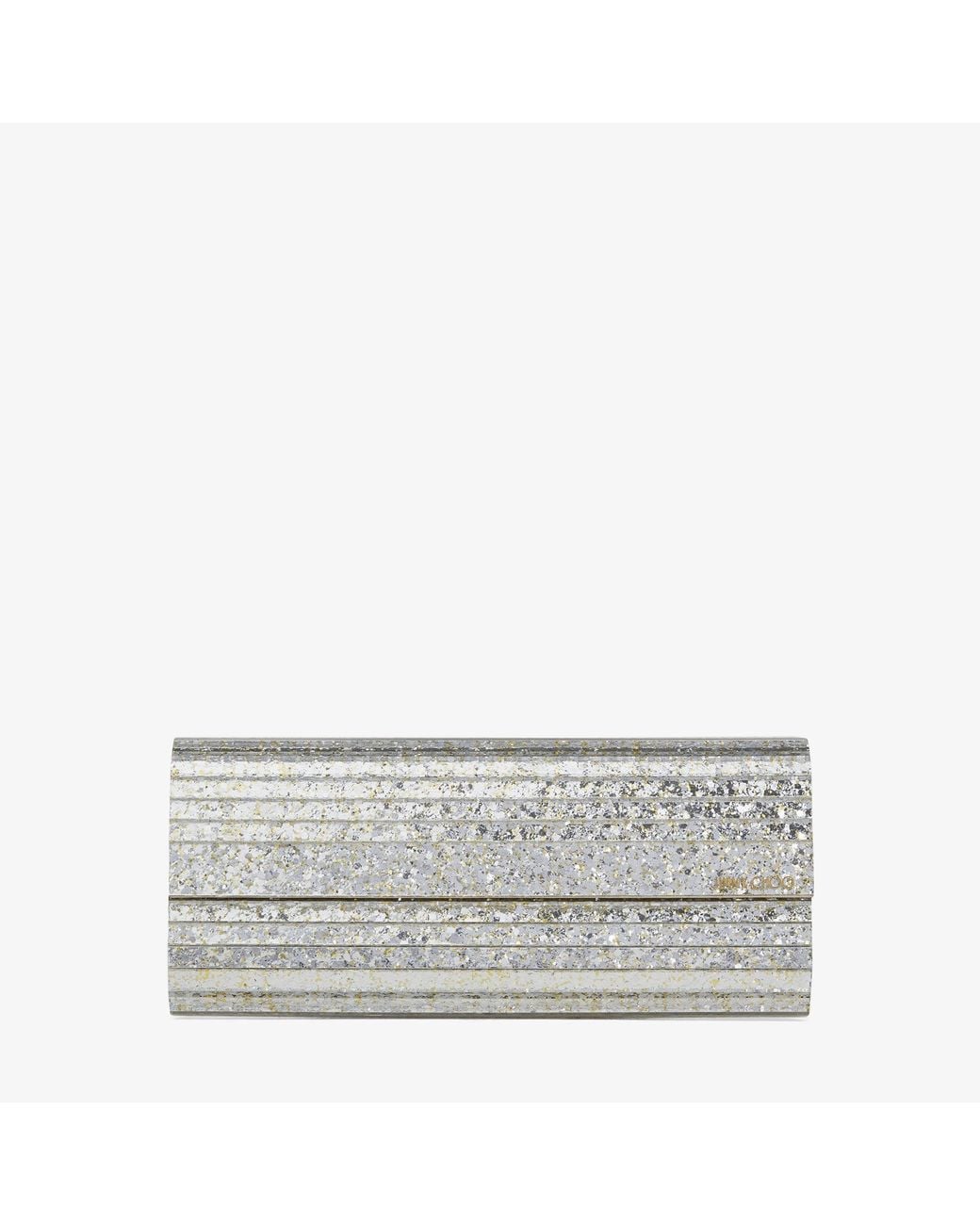 Jimmy Choo Metallic Champagne Coarse Glitter Acrylic Clutch Bag