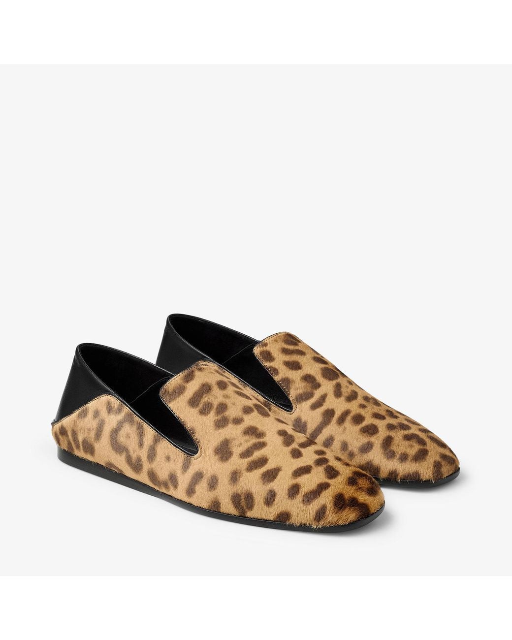 Jimmy Choo Brown Eliot Calf Leather Leopard Print Slippers