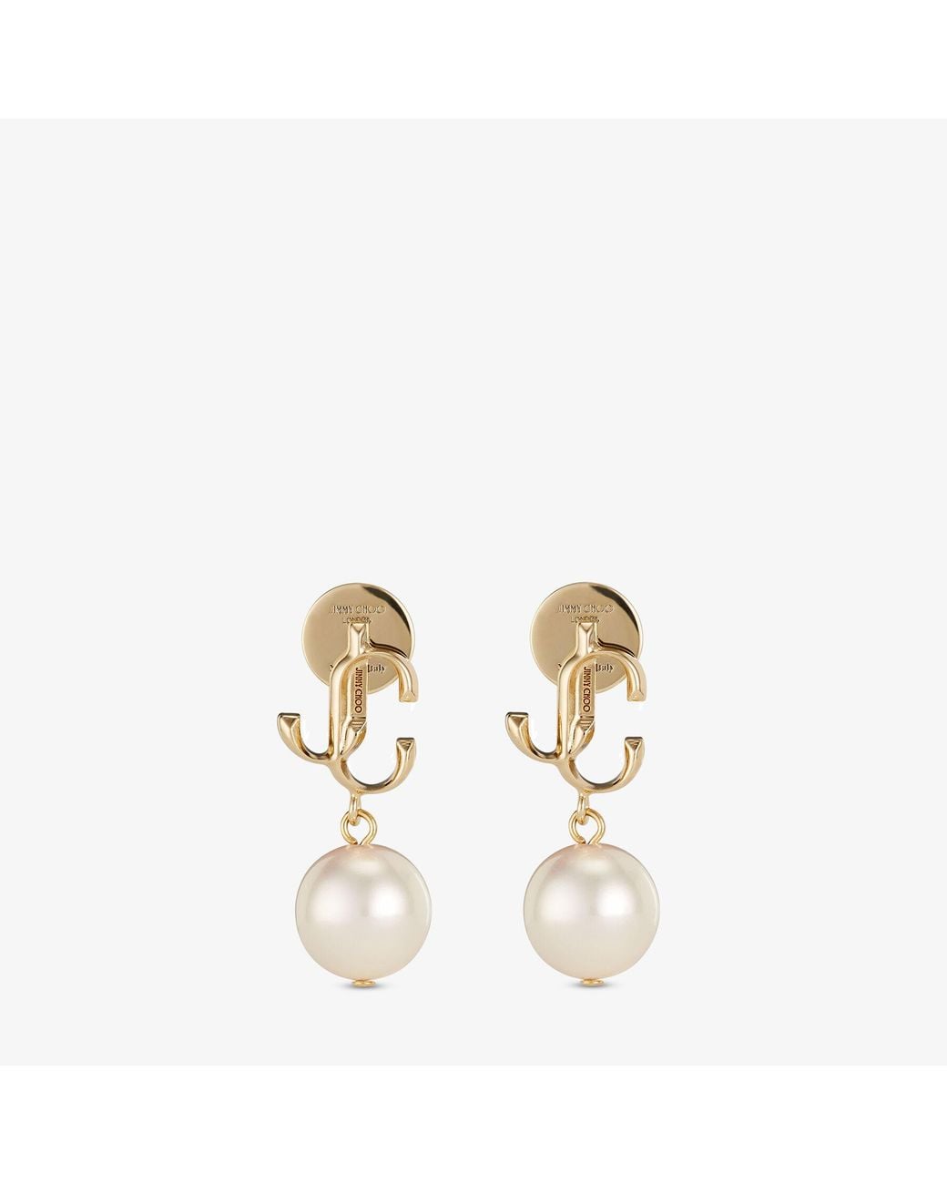 Jimmy Choo Metallic Jc Logo-Embellished-Toned Brass And Pearl Earrings
