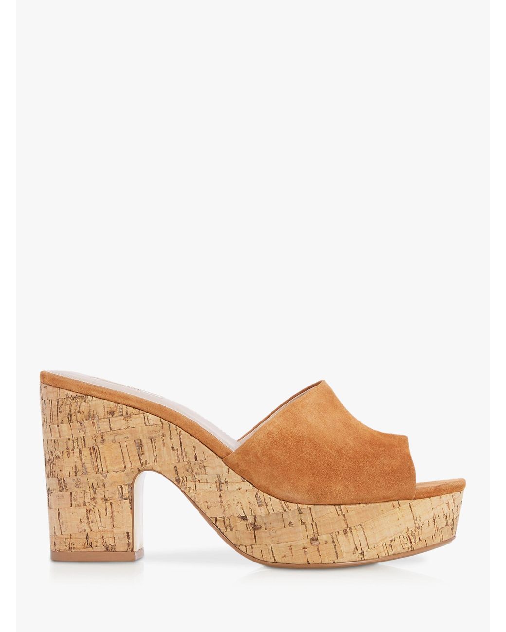 Dune Indigow Cork Wedge Mules in Brown | Lyst UK