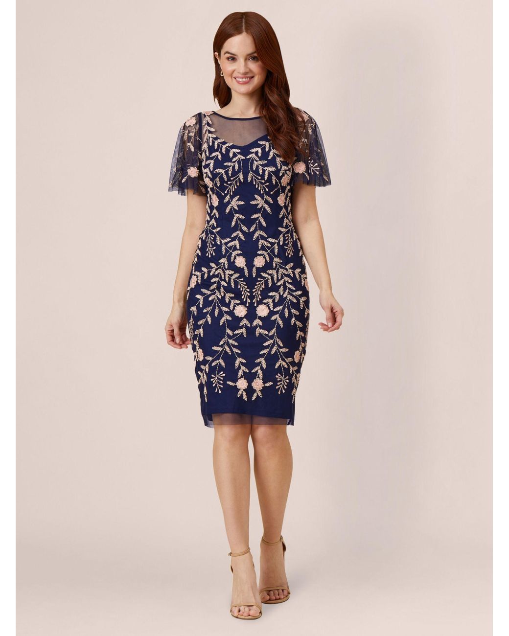 Adrianna Papell Beaded Short Dress in Blue Lyst UK