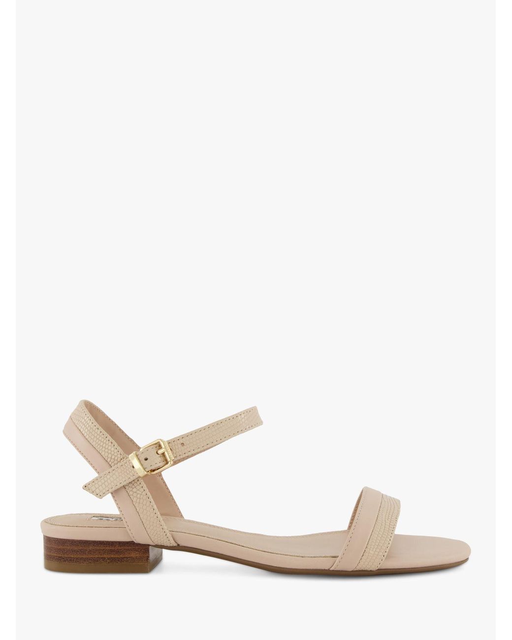Dune Loyalty Leather Stacked Low Block Heel Sandals in Natural | Lyst UK