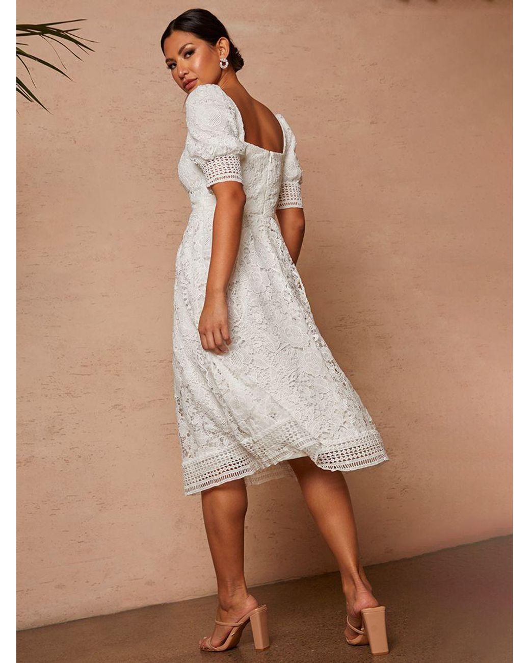 off the shoulder lace cocktail dress chi chi london