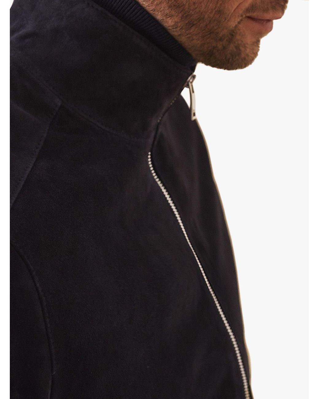 Reiss Hemsworth Navy Suede Bomber in Blue for Men Lyst UK