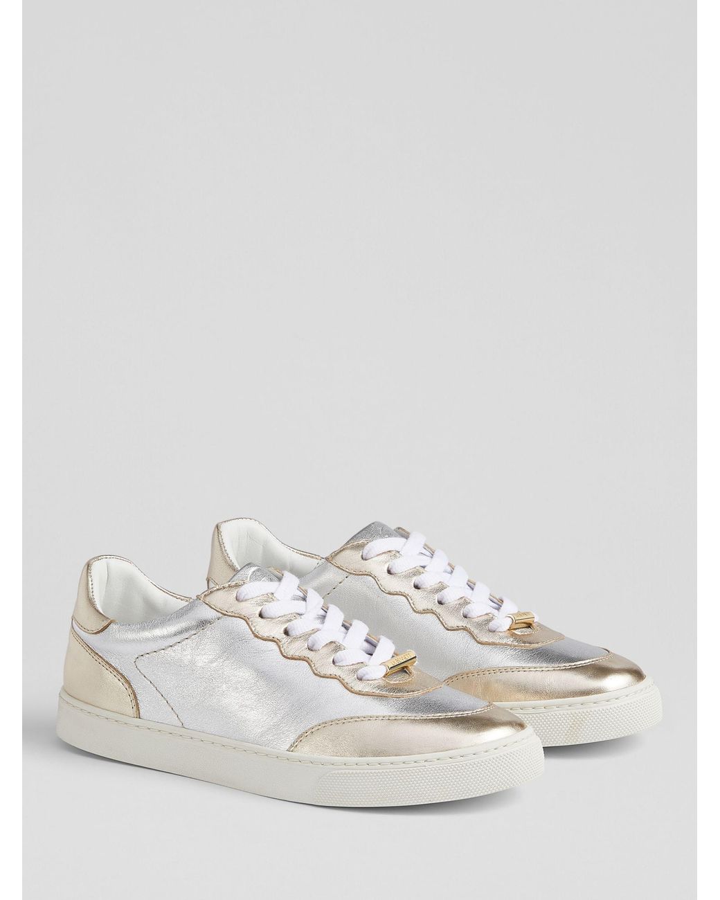 L.K.Bennett White Runner Metallic Leather Trainers
