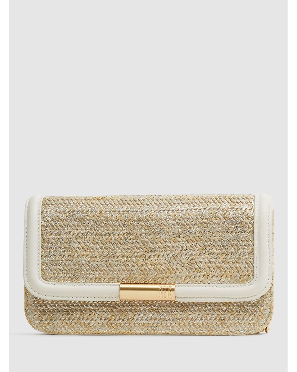 Reiss Lena Raffia Clutch Bag in Natural Lyst UK
