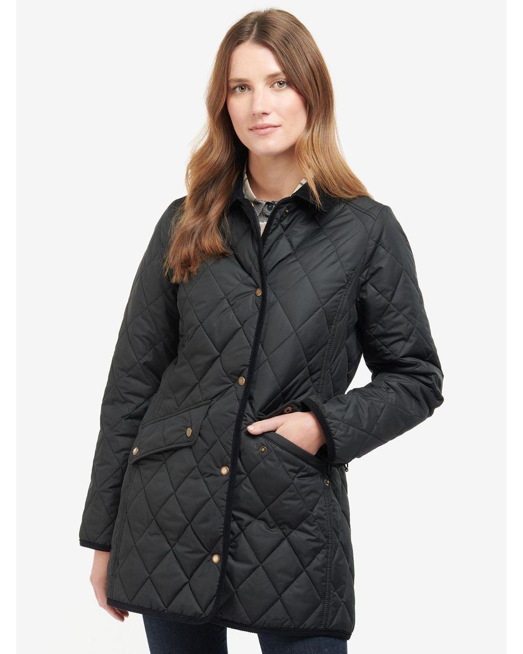 Barbour Cavalry Long Length Polarquilt Jacket in Black | Lyst UK